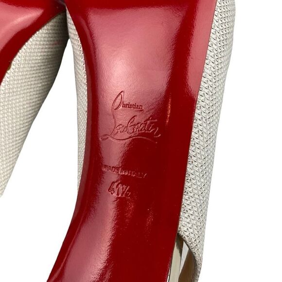 Christian Louboutin Private Number 120 Glitter Luminor Slingback Peep Toe Heels - Picture 9 of 13